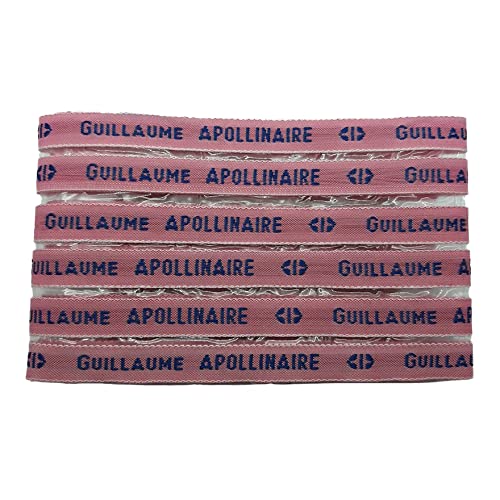MELI MELOW Lot Etiquettes tissées prénom nom à coudre - tissu personnalisé vintage - ruban nominatif - marque marquage vêtements - fond rose - texte bleu
