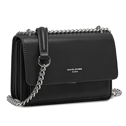 Sac bandoulière femme mini chaîne PU noir David Jones