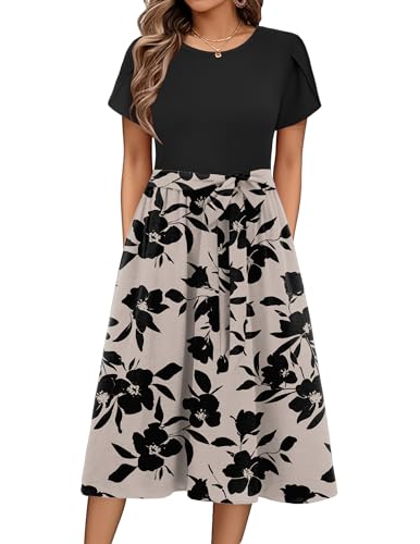 Robe d’Été Fleurie Midi Poches Taille Ceinturée ZEAGOO 3 Robe d’Été Fleurie Midi Poches Taille Ceinturée ZEAGOO 3