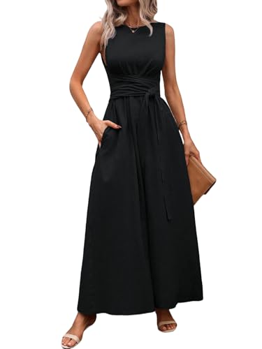 Robe Maxi Été Noire à Poches, Ceinturée – LIAMERHE 3