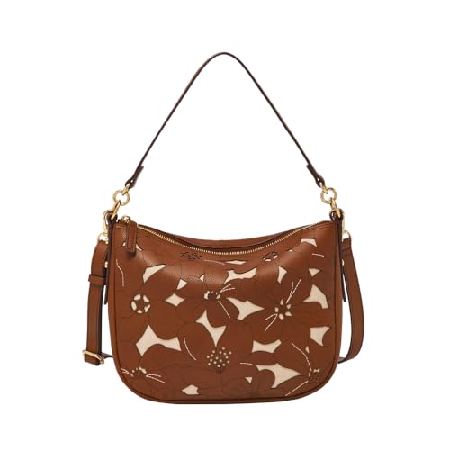Sac bandoulière cuir Jolie M chocolat, poche zippée Fossil 3