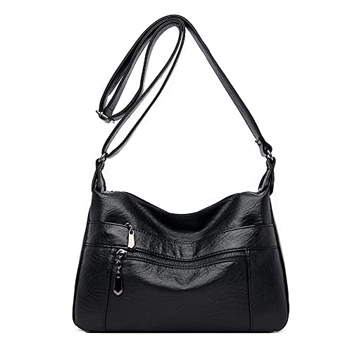 Sac bandoulière cuir PU femme multi-poches noir Sacmill