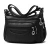 Sac bandoulière femme cuir PU noir multi-poches NOTAG 19