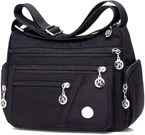 Sac bandoulière femme nylon imperméable noir M Fueegue
