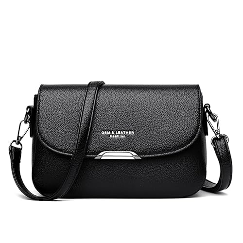 Sac bandoulière cuir PU noir femme, format S – binda