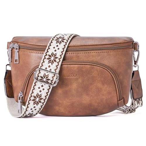 Sac bandoulière RFID femme cuir PU vegan Marron MUIIKOLA