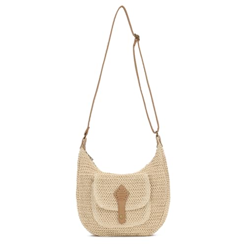 Sac bandoulière paille tressée zippé 32cm Jywmsc