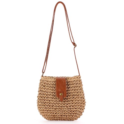 Sac en paille bohème femme, fermeture éclair, HTTDSLF