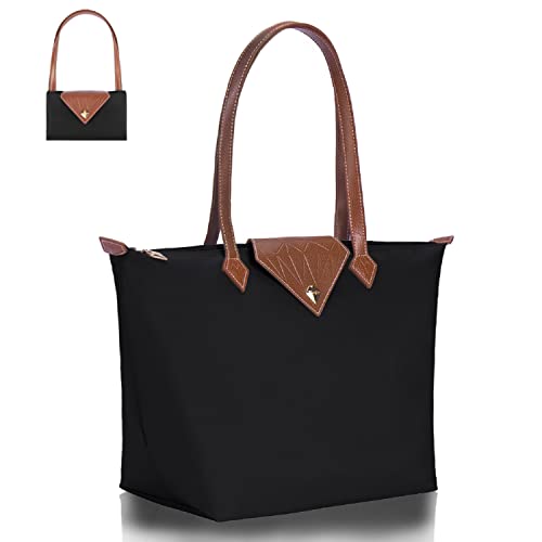 Sac à main pliable nylon imperméable Noir L ATZS01 BOJLY