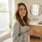 Cheveux sains équilibrés après routine adaptée Femme aux cheveux sains et équilibrés après une routine capillaire adaptée