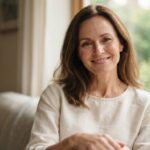 Bb crème anti-âge pour peau mature Femme au teint unifié après application d'une bb crème anti-âge